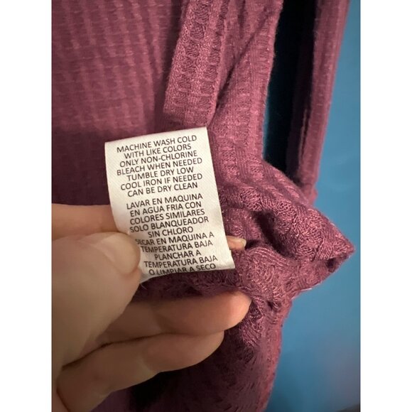 Chaser Waffle Mauve Long Sleeve Top W/ Button Cuff Accents - Picture 4 of 5